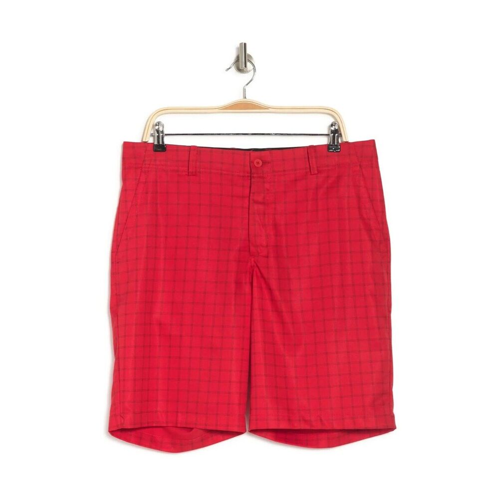 NEW NWT NIKE Dri-fit Plaid Golf Shorts In University Red/university Red Sz 30